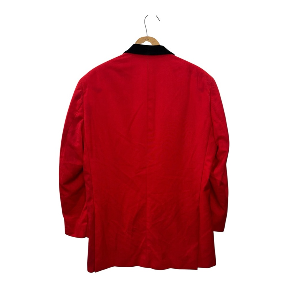 Tazio Italy Mens 44L Red Jacket Black Velvet Trim Tuxedo Blazer Holiday Formal - Picture 3 of 14